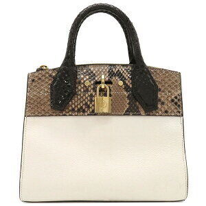 Louis Vuitton City Steamer Bag Calfskin Python White Black Shoulder